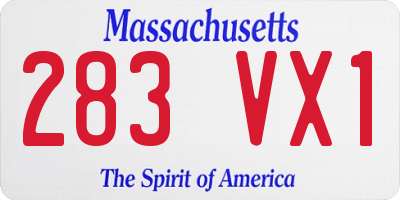 MA license plate 283VX1