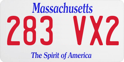 MA license plate 283VX2