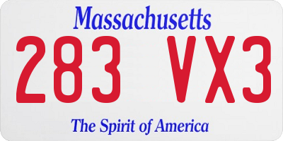 MA license plate 283VX3