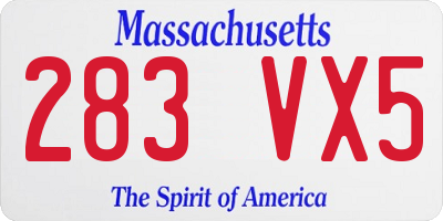 MA license plate 283VX5