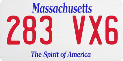 MA license plate 283VX6