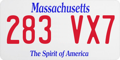 MA license plate 283VX7