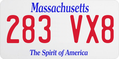 MA license plate 283VX8