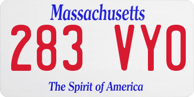 MA license plate 283VY0