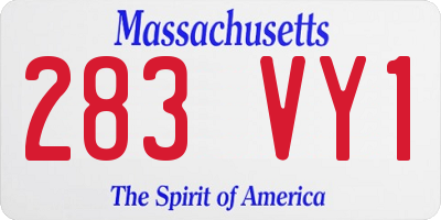 MA license plate 283VY1