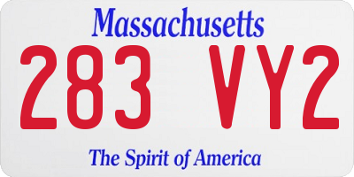 MA license plate 283VY2