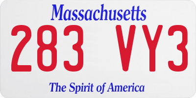 MA license plate 283VY3
