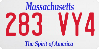 MA license plate 283VY4