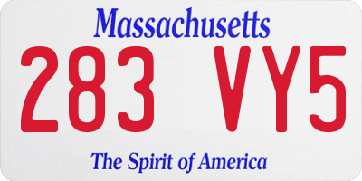 MA license plate 283VY5