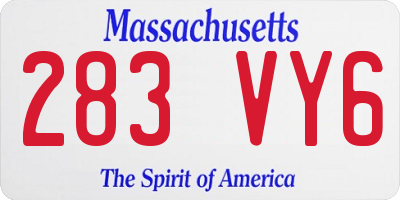 MA license plate 283VY6