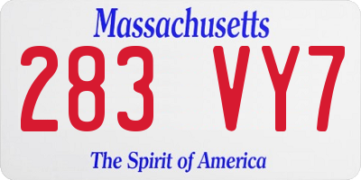 MA license plate 283VY7