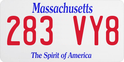 MA license plate 283VY8