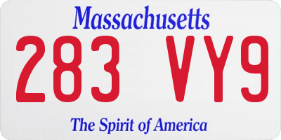 MA license plate 283VY9