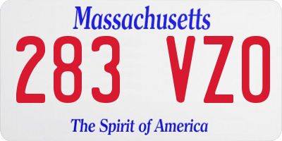 MA license plate 283VZ0
