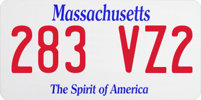 MA license plate 283VZ2