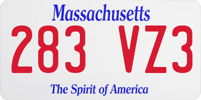 MA license plate 283VZ3