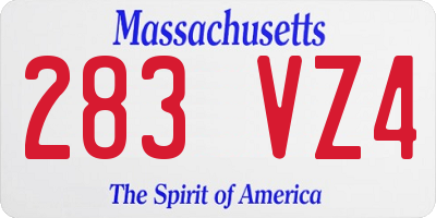 MA license plate 283VZ4