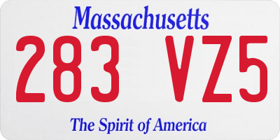 MA license plate 283VZ5
