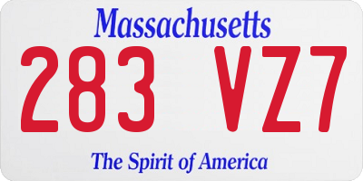 MA license plate 283VZ7