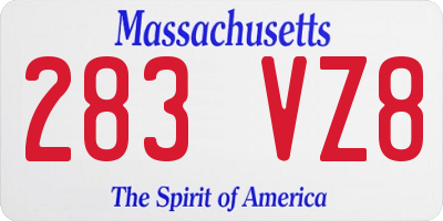 MA license plate 283VZ8