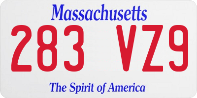 MA license plate 283VZ9