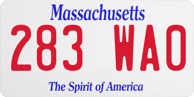 MA license plate 283WA0