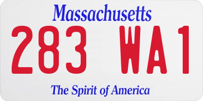 MA license plate 283WA1