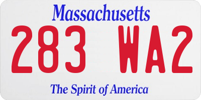 MA license plate 283WA2