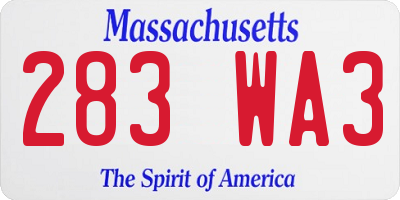 MA license plate 283WA3