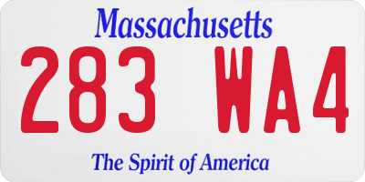 MA license plate 283WA4