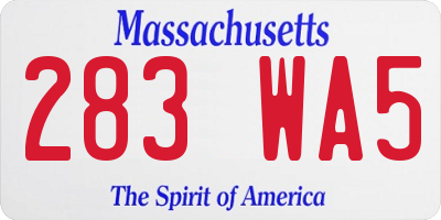 MA license plate 283WA5