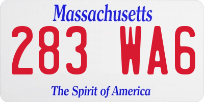 MA license plate 283WA6