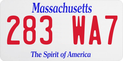 MA license plate 283WA7