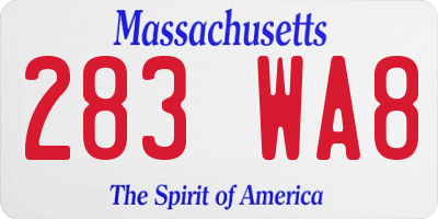 MA license plate 283WA8