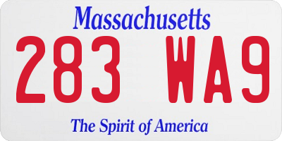 MA license plate 283WA9