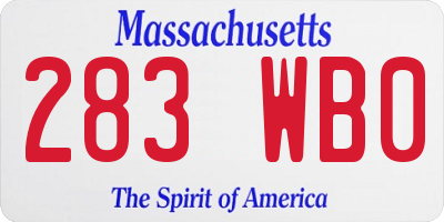 MA license plate 283WB0