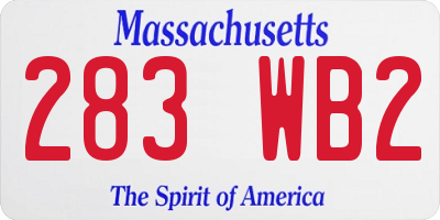 MA license plate 283WB2