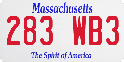 MA license plate 283WB3