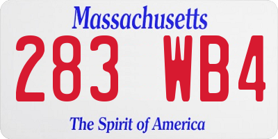 MA license plate 283WB4