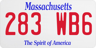 MA license plate 283WB6