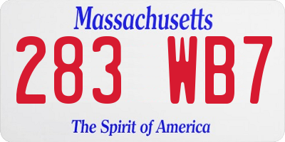 MA license plate 283WB7