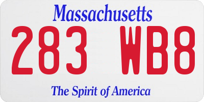 MA license plate 283WB8