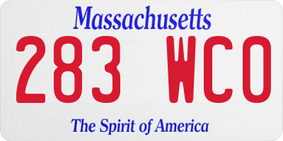 MA license plate 283WC0