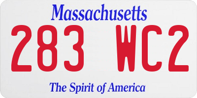 MA license plate 283WC2