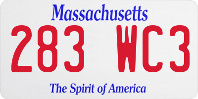 MA license plate 283WC3