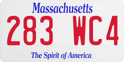MA license plate 283WC4