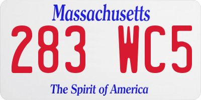 MA license plate 283WC5