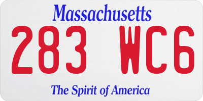 MA license plate 283WC6