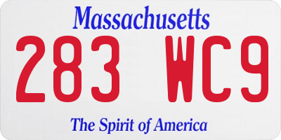 MA license plate 283WC9