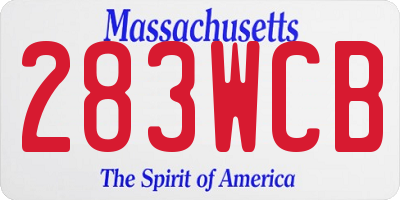 MA license plate 283WCB